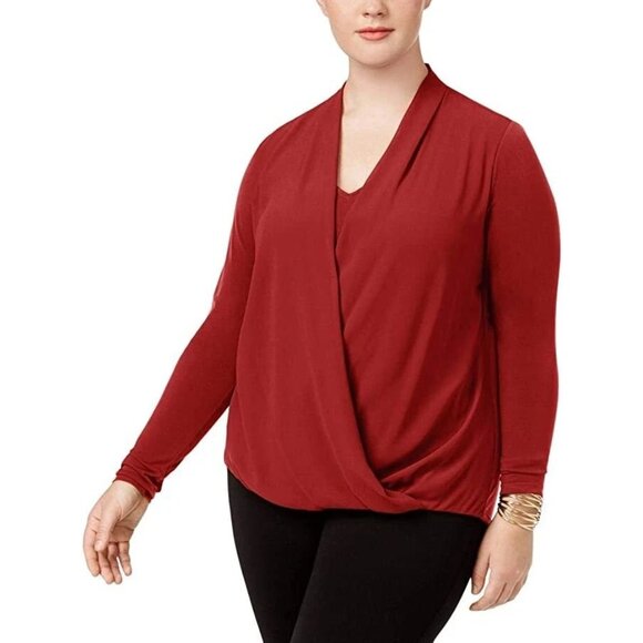 NWT Alfani Women's Plus Size Surplice Blouse. Size 3X. Classic Rust color - Picture 1 of 7
